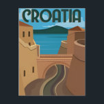Dubrovnik Kroatien Reisen Kunst Vintager Teich Postkarte<br><div class="desc">Vintag,  Retro,  Reisen,  modern,  Aquarell,  Klassik,  Urlaub,  Kroatien,  Stadtbild,  Souvenir, </div>