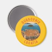 Dubrovnik Kroatien Retro Distressed Circle Magnet (Vorderseite/Rückseite)