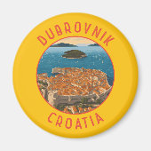 Dubrovnik Kroatien Retro Distressed Circle Magnet (Vorne)