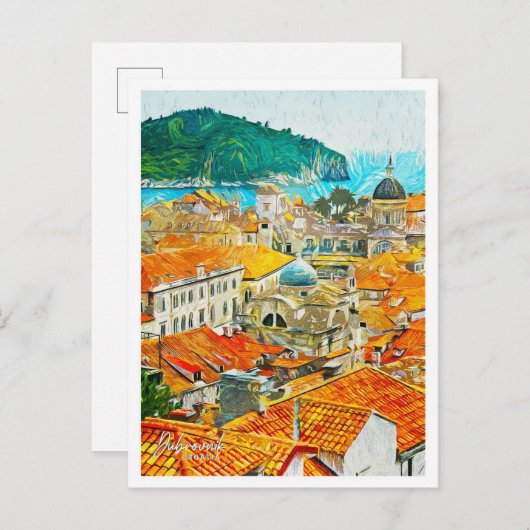 Dubrovnik Kroatien Schöne Landschaft mit Ölfelsen Postkarte (Vorne/Hinten)