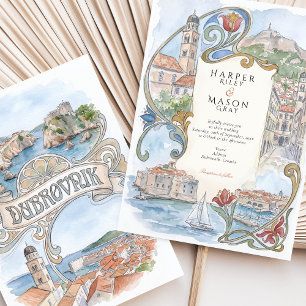 Dubrovnik Kroatien Sehenswürdigkeiten Aquarell Hoc Einladung