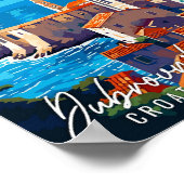 Dubrovnik Kroatien Vintage-Illustration Poster (Ecke)