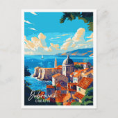 Dubrovnik Kroatien Vintage-Illustration Postkarte (Vorderseite)
