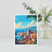 Dubrovnik Kroatien Vintage-Illustration Postkarte (Stehend Vorderseite)