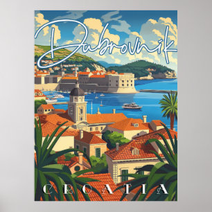 Dubrovnik Kroatien Vintage Reise Poster