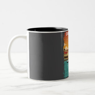 Dubrovnik Kroatien Vintages Minimales Reiseplakat Zweifarbige Tasse