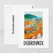Dubrovnik Kroatien Wasserfarben Ölpaint Postcard Postkarte (Vorne/Hinten)