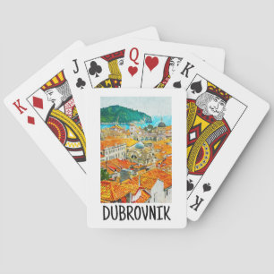 Dubrovnik Kroatien Wasserfarben Ölpaint Postcard Spielkarten