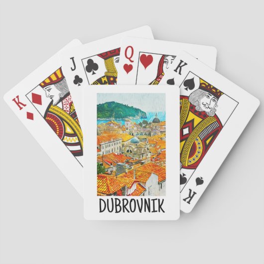 Dubrovnik Kroatien Wasserfarben Ölpaint Postcard Spielkarten (Rückseite)