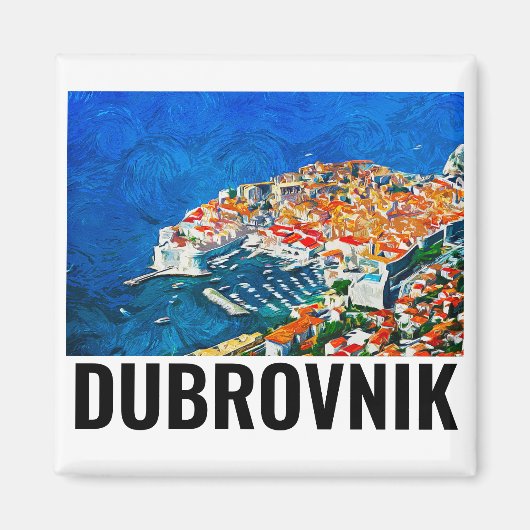 Dubrovnik Kroatien Wasserfarbenfrohe Ölfarbe Magnet (Vorne)