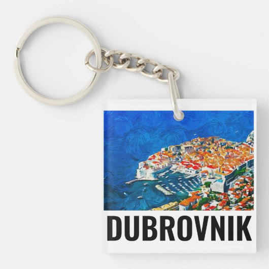 Dubrovnik Kroatien Wasserfarbenfrohe Ölfarbe Schlüsselanhänger (Vorderseite)