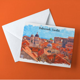 Dubrovnik Kroatien Wasserfarbenmalerei Postkarte