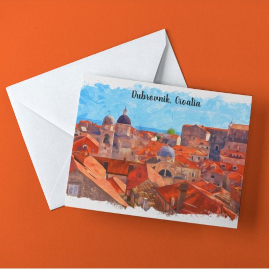 Dubrovnik Kroatien Wasserfarbenmalerei Postkarte