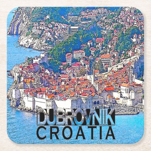 Dubrovnik Rechteckiger Pappuntersetzer (Vorderseite)