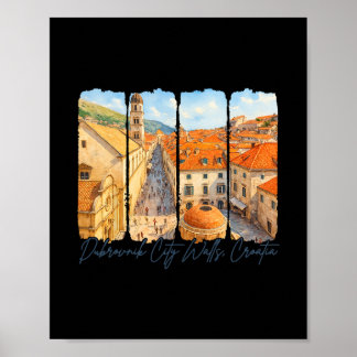 Dubrovnik Stadtmauern Kroatien Reise Pinselstrich  Poster