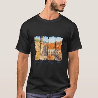 Dubrovnik Stadtmauern Kroatien Reise Pinselstrich  T-Shirt