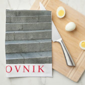 Dubrovnik Steintreppe Ausblick Teetuch Geschirrtuch (Viertel Falte)