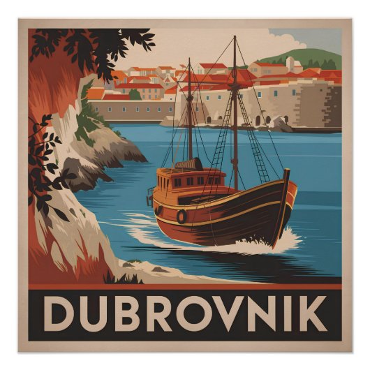 Dubrovnik Vintag Poster (Vorderseite)