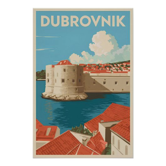 Dubrovnik Vintag Poster (Vorderseite)