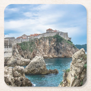 Dubrovnik Wände Blick aufs Meer Rechteckiger Pappuntersetzer
