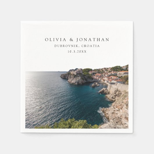 Dubrovnik Wedding Custom Cocktail Napkin Serviette (Vorderseite)