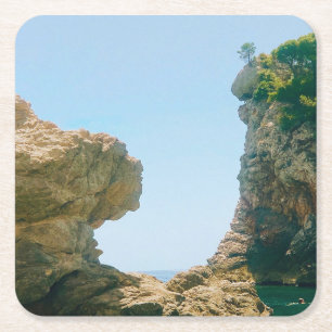 Dubrovnik West Harbor and Pier Rechteckiger Pappuntersetzer