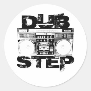 Dubstep Black Boombox Runder Aufkleber