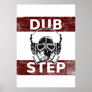 Dubstep Gasmaske und Kopfhörer Poster