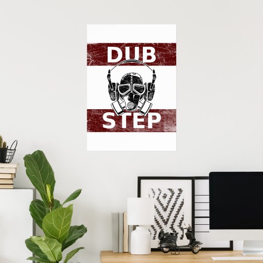 Dubstep Gasmaske und Kopfhörer Poster (Heimbüro)