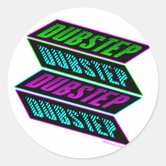 DUBSTEP Neon Runder Aufkleber (Vorderseite)
