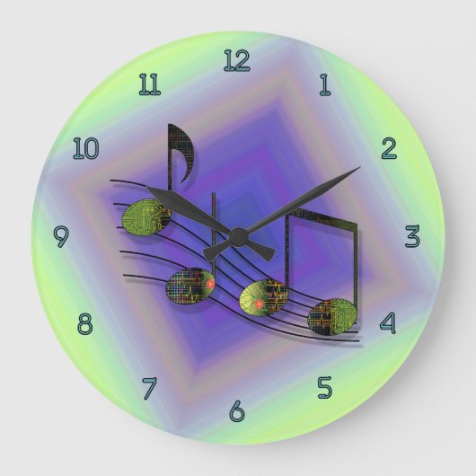 Dubstep Notes Clock Große Wanduhr (Vorderseite)