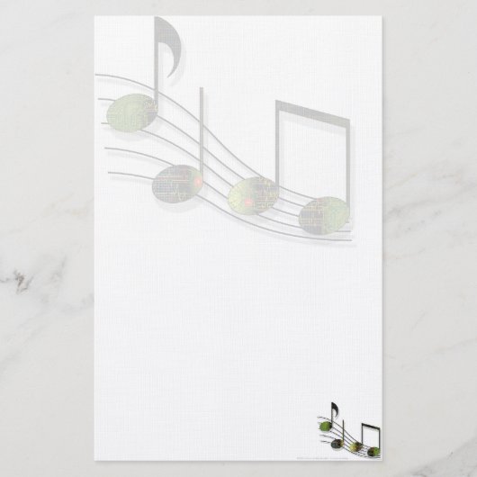 Dubstep Notes Stationery Briefpapier (Vorderseite)