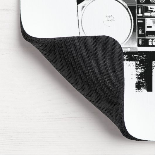 Dubstep schwarzes Boombox Mousepad (Ecke)