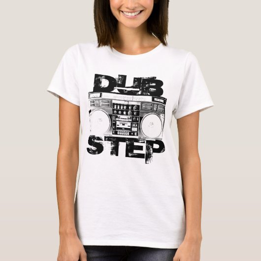 Dubstep schwarzes Boombox T-Shirt (Vorderseite)
