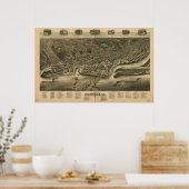 Dubuque Iowa 1889 Antike Panoramakarte Poster (Küche)