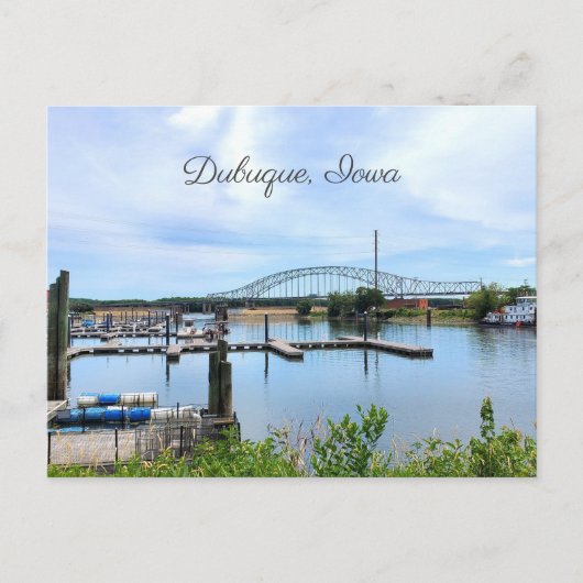 Dubuque, Iowa-Brücke über dem Mississippi-Fluss Postkarte (Vorderseite)