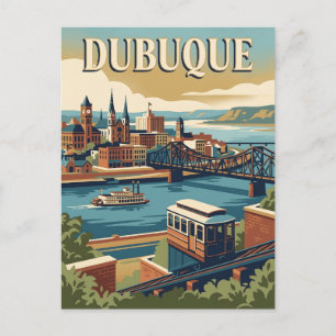 Dubuque Iowa Mississippi River Retro Vintage Postk Postkarte