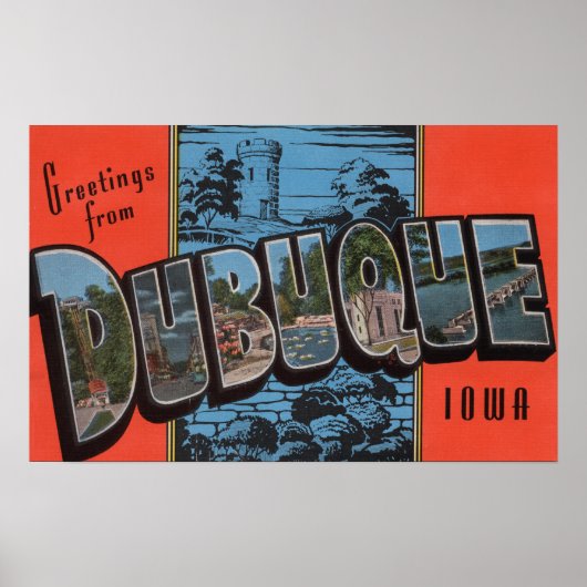 Dubuque, IowaGroße BuchstabenszenenDubuque, IA Poster (Vorne)