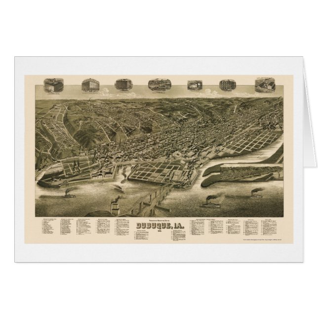 Dubuque, panoramische Karte Iowas - 1889 (Vorderseite (Horizontal))