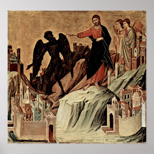 Duccio di Buoninsegna - Versuchung Christi Poster (Vorne)