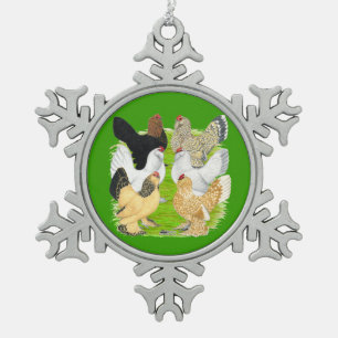 D'Uccles 6 Hens Schneeflocken Zinn-Ornament