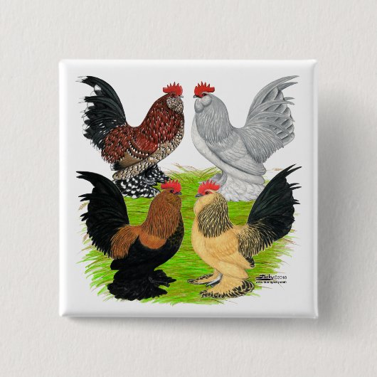 D'Uccles Four Roosters Button (Vorderseite)