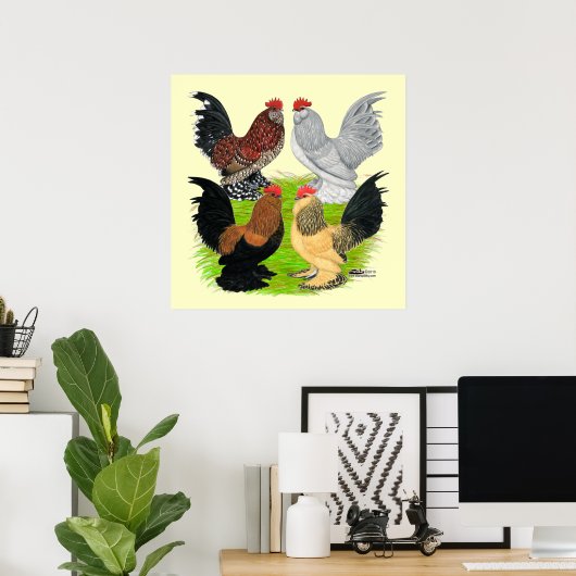 D'Uccles Four Roosters Poster (Heimbüro)