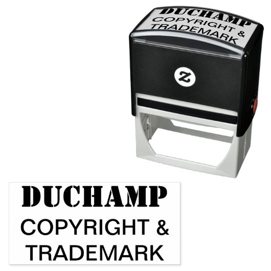 Duchamp, Copyright & Trademark Rubber Briefmarke Permastempel (Beispiel)