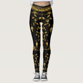 Duchess Gold Leaf Chain Lion Emblem Black Riding Leggings (Vorderseite)