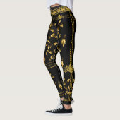 Duchess Gold Leaf Chain Lion Emblem Black Riding Leggings (Links)