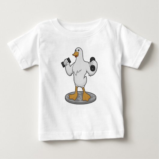 Duck als Bodybuilder mit Dumbells Baby T-shirt (Vorderseite)