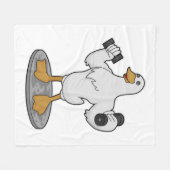 Duck als Bodybuilder mit Dumbells Fleecedecke (Vorderseite (Horizontal))
