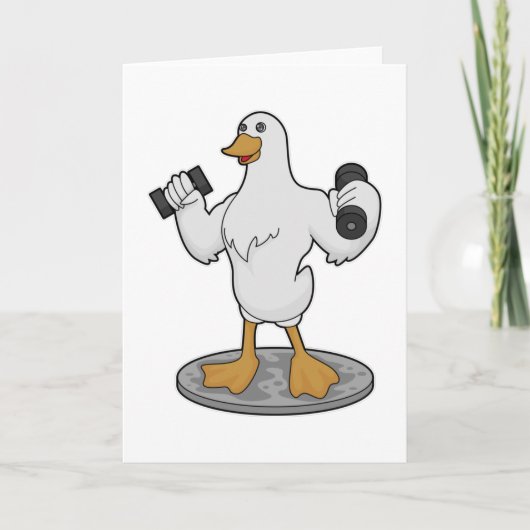 Duck als Bodybuilder mit Dumbells Karte (Vorderseite)