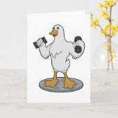 Duck als Bodybuilder mit Dumbells Karte (Gelbe Blume)